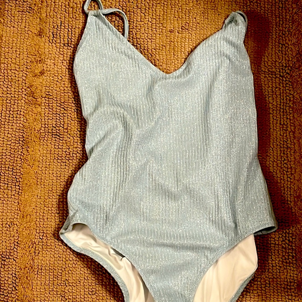 NWT Solid and Striped light blue lurex tank.